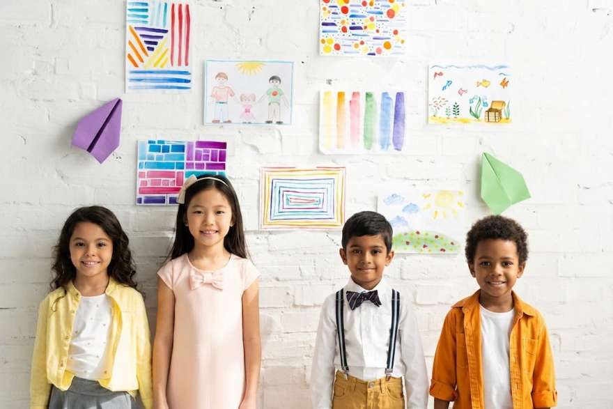 Children's paintings on the wall
